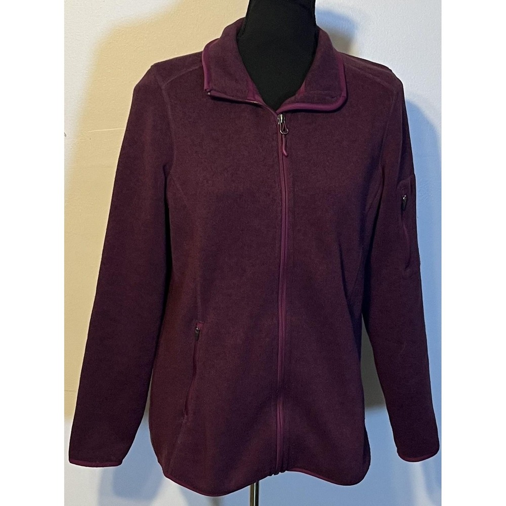 L.L. Bean Jacket Womens Large Purple Fleece Full Zip Pockets Outdoor Warm